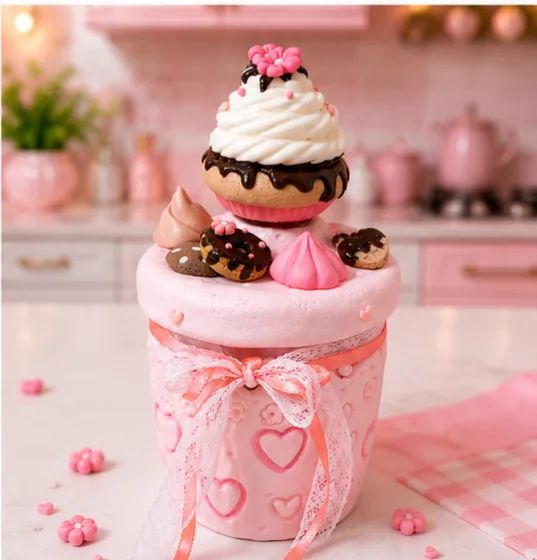 Vidro cupcake com tampa dupla