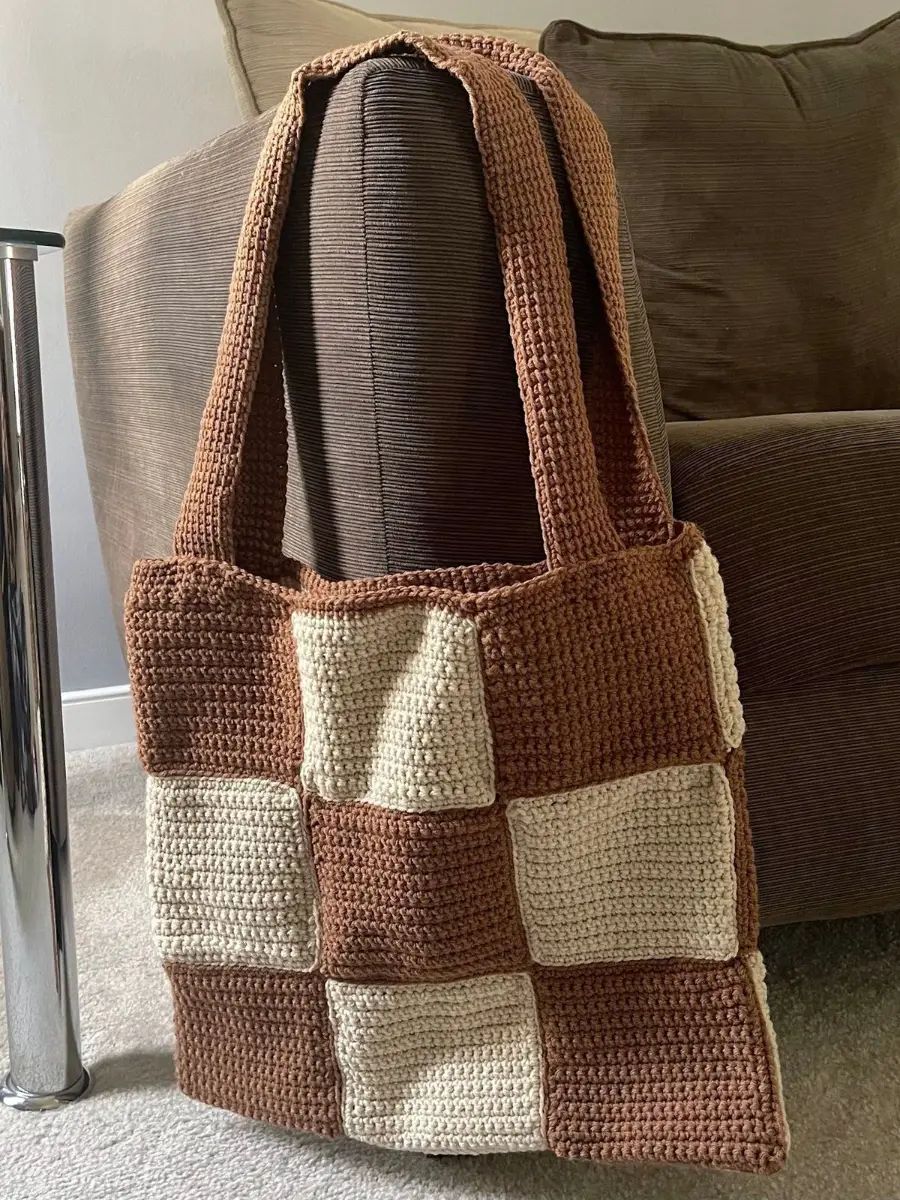 Bolsa de Crochê Quadriculada (imagens ilustrativas)