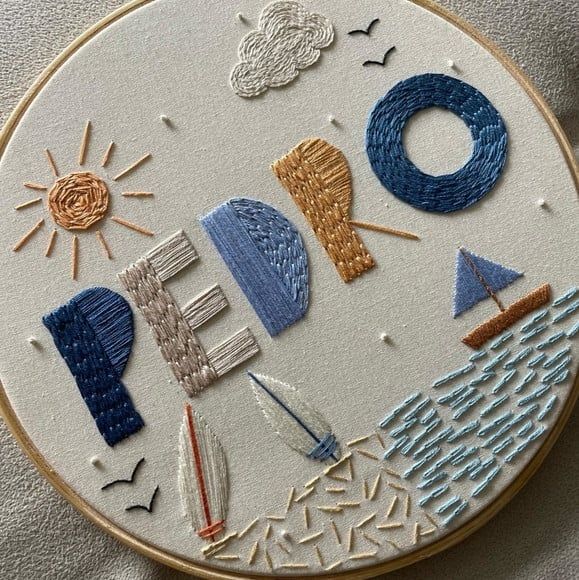 Bordado Porta Maternidade Tema Praia Personalizado